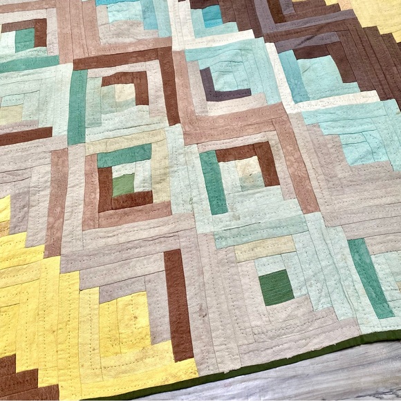 Rustic suede vibe Quilt patchwork blanket/cover up w cottagecore farmhouse vibe - Picture 3 of 14